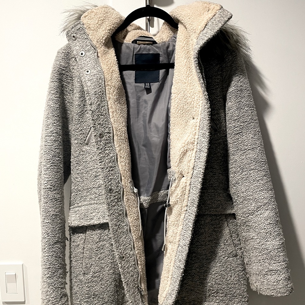 Hooded gray winter coat